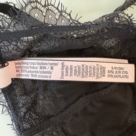 Victorias Secret Dream Angels Black Lace Beaded Bralette Small Eyelash Trim Bra - Picture 7 of 7